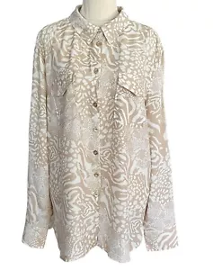 Portmans Top Blouse Size 16 -18 Animal Print Button Down Collar Long Sleeves New - Foto 1 di 6