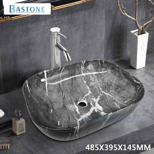 Bathroom Rectangle Ceramic Wash Basin Vanity Sink Bowl Above Counter Top Grey - Picture 1 of 8