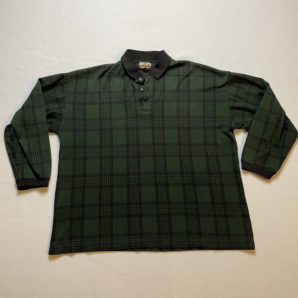 Suéter Marquis Tejido Para Hombre XL Manga Larga Tartán Cuadros Verde 3 Botones Pullover Foto 1 de 4