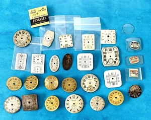 Lote de esfera de reloj de pulsera vintage cristales agujas Longines NOS 29 piezas Art Deco total - Imagen 1 de 10