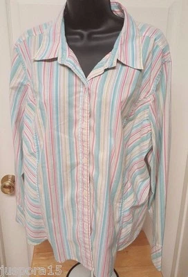 Camisa Top Blusa Mujer Villager Talla 18W Multicolor Rayas Foto 1 de 3