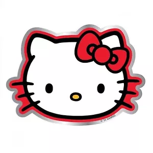 NEW Licensed Sanrio Cute Hello Kitty Red Lining Aluminum Emblem Decal 3" x 4" - Picture 1 of 2