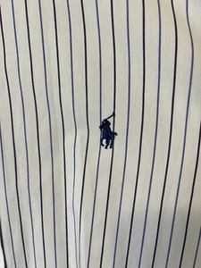 Ralph Lauren Herren Baumwolle Oberhemd Burgund Blau Streifen Langarm 16 34-35 - Bild 1 von 5