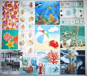 Decoupage Servietten 12er Set Meeresregal Handwerk Kunst Meeresfrüchte Krabbe Rad Seestern - Bild 1 von 6