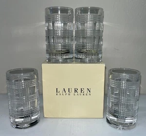 4er Set RALPH LAUREN Glen Plaid Kristall Schnapsgläser Vintage Neu in OVP Yellowstone - Bild 1 von 10