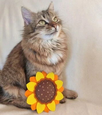 Sunflower Catnip felt toy for cats Handmade Cat toys  - Image 1 of 4