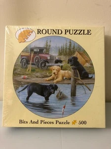 2006 Bits and Pieces 500-Piece Round Dog Puppy Puzzle 19.5" Truck Jim Killen - Picture 1 of 5