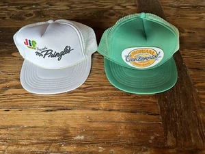 Vintage Trucker Hat Lot Snapback Cap Jif Peanut Butter Mr Pringles Montana VTG - Picture 1 of 2