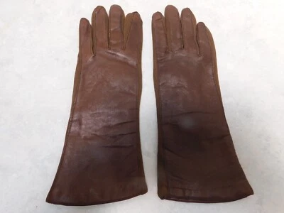 VAN RALLTE  LADIES BROWN LEATHER WINTER GLOVES ACRYLIC KNIT LINING SIZE MEDIUM - Image 1 of 4