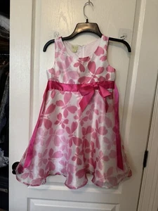 Holiday Editions White/Pink Hearts Butterflies Girl's Dress Size M (7/8) EUC - Picture 1 of 3