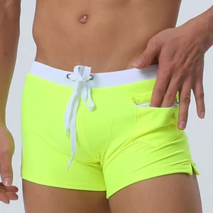 Men's Board Shorts Swim Trunks Low-rise Pocket Swimwear Swimming Boxer Swimsuit - Picture 1 of 16