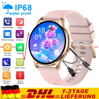 Damen Smartwatch Bluetooth Armband Uhr Fitness für iOS iPhone Android Samsung DE - Bild 1 von 4