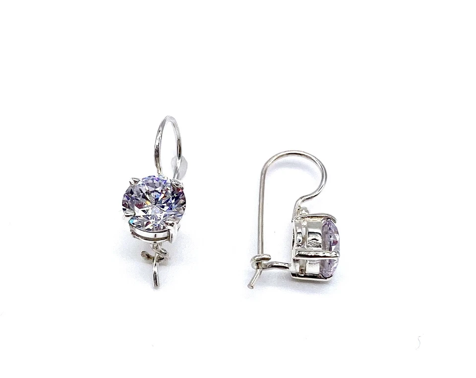 925 Silver Cubic Zirconia Tear Drop Kidney Wire Earrings - Image 1 of 1