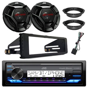 JVC Marine Stereo Receiver, 6.5" Speakers (Pair) w/Adapters, Harley Install Kit - Picture 1 of 6