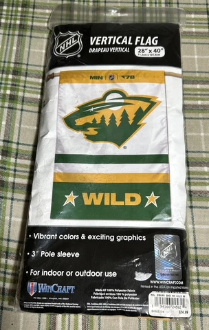 NHL Minnesota Wild Banner Vertical Flag Decor, 28”x40”’, Green/White/Yellow New Cover