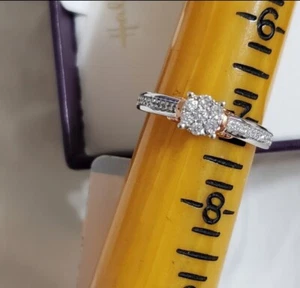 Kay Jeweler Hallmark 10k Rose Gold/Sterling Silver Diamond Engagement Ring SZ 7 - Picture 1 of 10