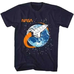 NASA Shuttle Orbiting Earth Men's T Shirt - Picture 1 of 4