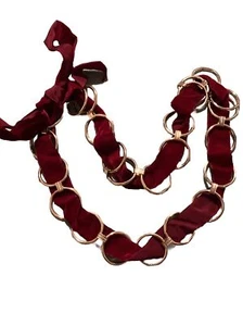 VTG SO 80s NEW WAVE Burgundy Velvet Gold Chain Loop Belt HiPpY Gypsy BOHO SML - Picture 1 of 7