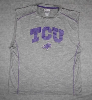 Majestic Men’s TCU Horned Frogs Grey Sleeve Less Workout T-Shirt Size 2XL - Image 1 of 4