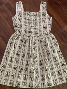 Hanna Andersson Botanical Sun Dress Plants Tie Belt Ivory Beige Size 140 10 EUC - Picture 1 of 12