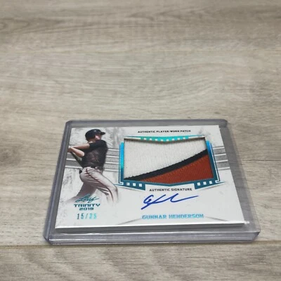 2019 Leaf Trinity Gunnar Henderson RC Patch Autograph  /35 Orioles ON CARD AUTO - Image 1 of 2