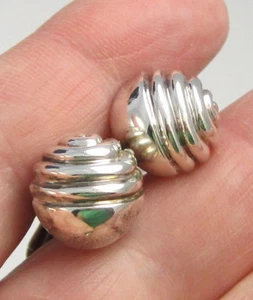 Estate Vintage Unusual Dome Motif Sterling Silver Cufflinks - Picture 1 of 6