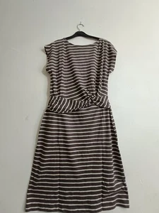 EX White Stuff Women's Short Sleeve Crew Neck Striped Side Tie Tunic In Grey - Picture 1 of 6
