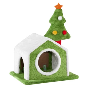 Christmas Cat House Cat Bed Cave, Soft Plush Christmas Nest for Indoor Cats 24in - Picture 1 of 6