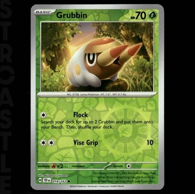 Grubbin 018/162 SV05: Temporal Forces - Reverse Holo - Common - Pokémon TCG - Image 1 of 3