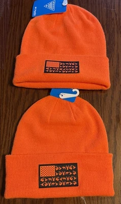 (2) NWT Columbia PHG Game Flag Cuffed Hunter Orange Beanies - Image 1 of 2