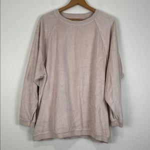 Aerie Blush Velour Sweatshirt Oversized Women’s Medium Long Sleeve Top Pale Pink - Picture 1 of 6