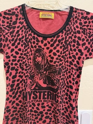 RARE Hysteric Glamour Guitar School Red Leopard tee with black lace trim - Image 1 of 4