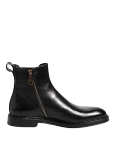Dolce & Gabbana Black Chelsea Leather Mid Calf Boots Men's Shoes Authentic - Picture 1 of 6