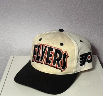 Vintage Philadelphia Flyers Big Spellout Twins Enterprise Hat Snapback NHL White - Image 1 of 3
