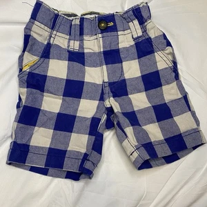 Mini Boden Boys Chino Shorts 2 Years Blue White Checkered Adjustable Waist - Picture 1 of 4