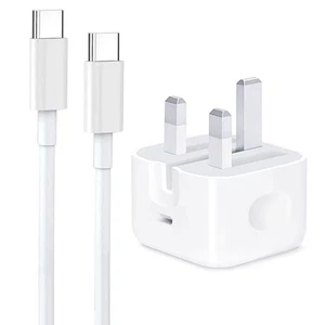 20W CHARGER PLUG AND CABLE FOR IPAD PRO,USB C FAST WALL CHARGER WITH 6.6FT USB C - Picture 1 of 3