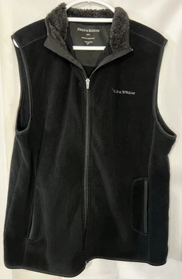 Field Stream Mens Black Fleece Vest Full Zip Outdoors Hunting Fishing Size M - Image 1 of 3