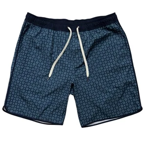 Fair Harbor Swim Trunks Mens Size XL Lined Drawstring Zip Pocket Geometric Blue - Picture 1 of 5