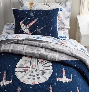 Edredón Pottery Barn Kids Star Wars Halcón Milenario Reina Completa - Imagen 1 de 20