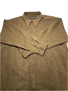 Camicia Sedgefield Adulto XXL Marrone Casual Scamosciato Poliestere Vintage Uomo E9 - Foto 1 di 8