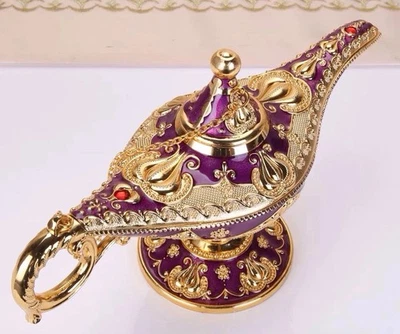 Luxurious Purple Genie Lamp Decor with Gold Accents