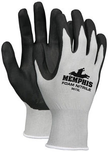 Memphis 9673 - Gray Nylon Black Foam Nitrile Dipped Palm/Fingers Size S(12 Pair) - Picture 1 of 1