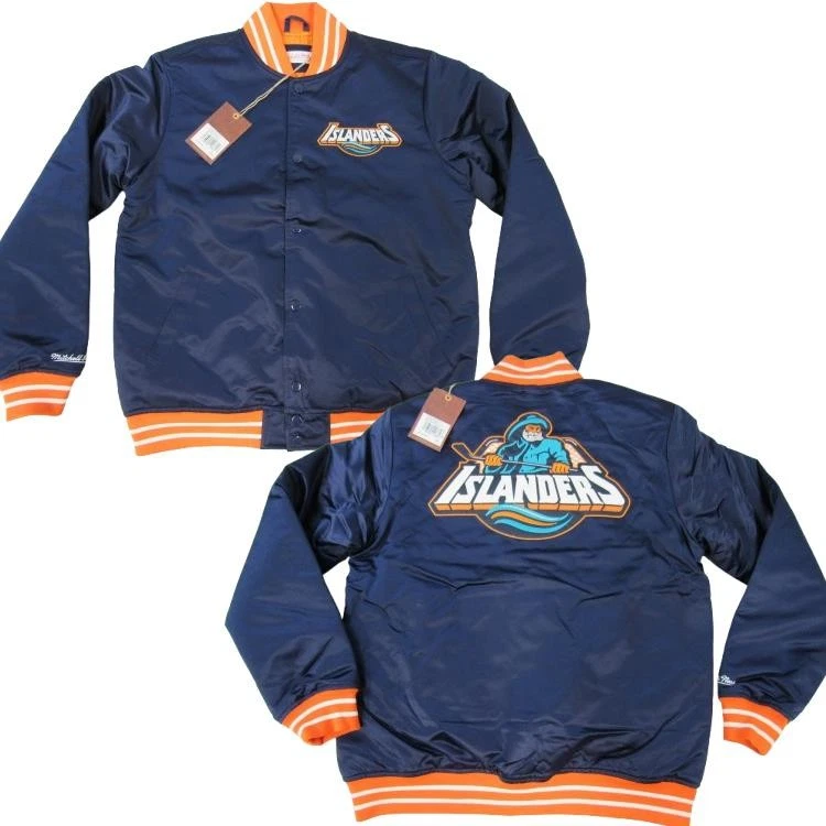 Abrigo chaqueta a presión de satén de peso pesado Mitchell & Ness de los New York Islanders para hombre $150 Foto 1 de 4