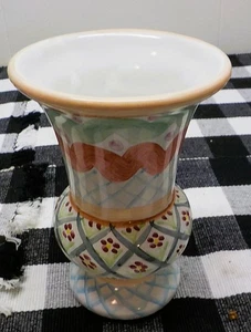 NUEVO Jarrón Mackenzie Childs 7" Hecho a Mano y Pintado a Mano Aurora Nueva York Firmado Brezo - Imagen 1 de 5