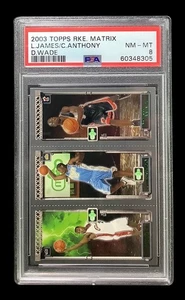 2003 topps matrix #0 lebron james, carmelo anthony, d. wade rc; HOF rookie PSA 8 - Picture 1 of 3