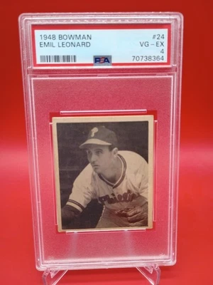 Emil Dutch Leonard 1948 Bowman #24 Phillies SHORT-PRINT Rookie RC PSA 4 VG-EX - Image 1 of 2