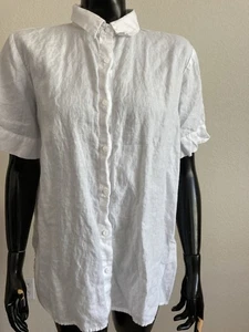 Eileen Fisher Bio Leinen Knopfleiste Tunika Shirt Gr. XXS weiß - Bild 1 von 5