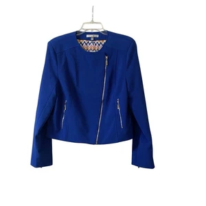 WD-NY WDNY Cobalt Royal Blue Women's Zippered Blazer Jacket Size XL NWT! - Picture 1 of 14