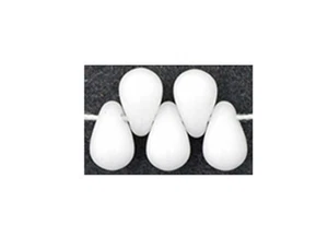 100 Opaque White Glass Tear Drop Beads 6MM - Picture 1 of 1
