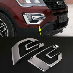New ABS Chrome Car Front Fog Light Lamp Frame Cover Trim For Ford Explorer 16-19 - Picture 1 of 7